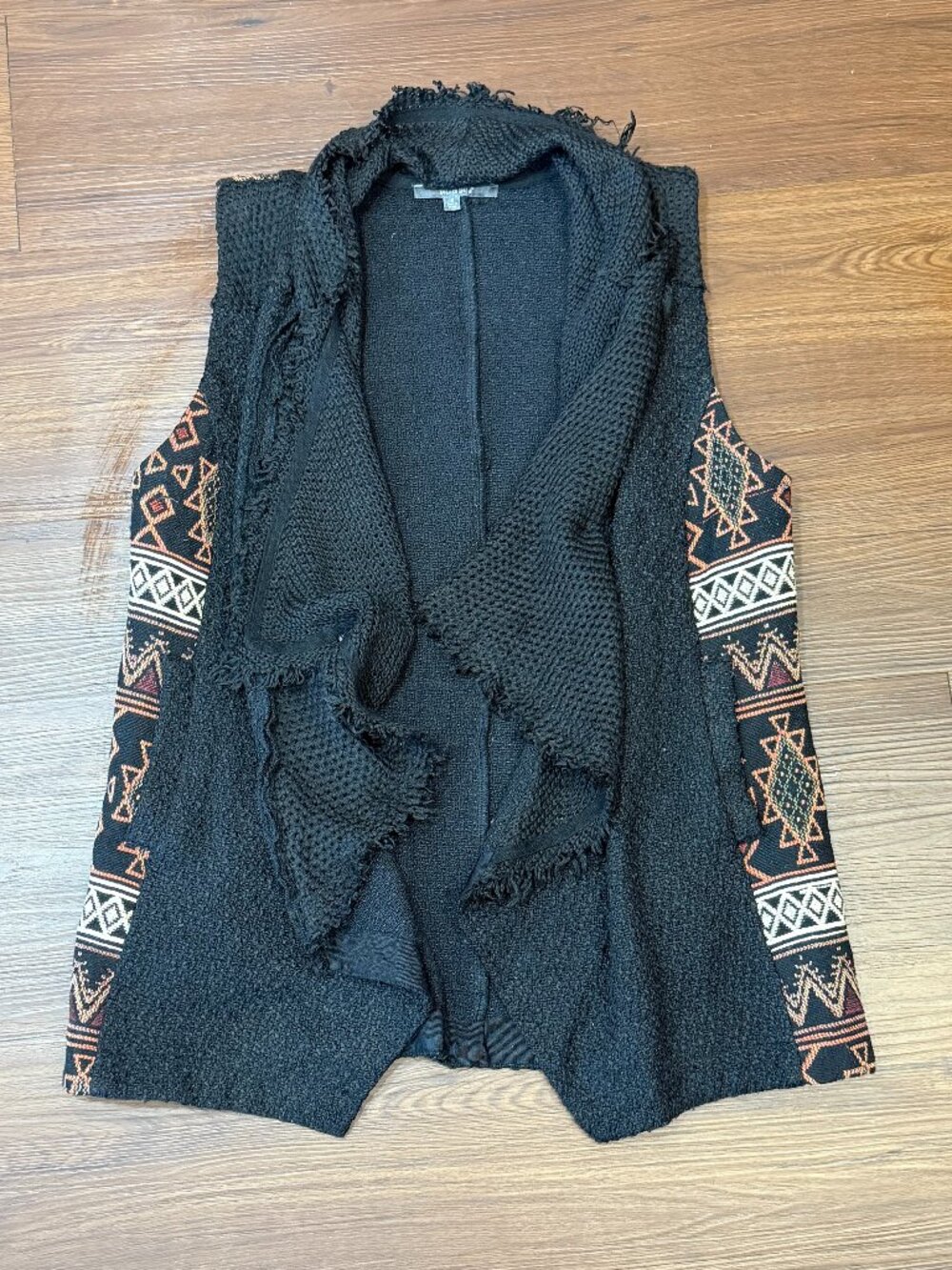 Miss Me Aztec Tribal Fringe Open Cardigan Boho Western Festival Vest szS 3832